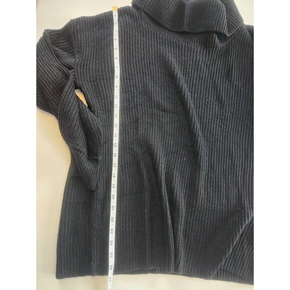Simplee Women Black Ribbed Knit Turtleneck Oversized Cozy Sweater Size M - Picture 7 of 7